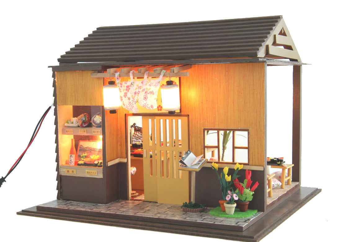 DIY Sushi Restaurant Japanese Style Miniature Doll House Kit 1:24 With  Light Adult Craft Gift Decor 