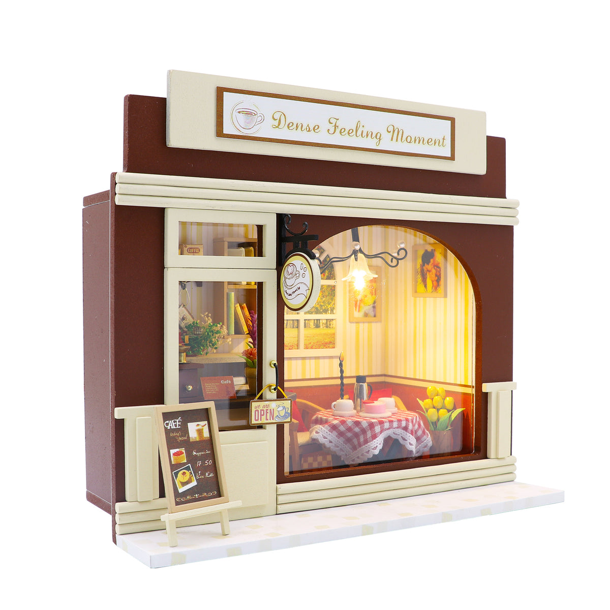 2pcs Kit de Maison de Poupée Miniature à Construire 1/24 Doll House DIY -  Café + Bar