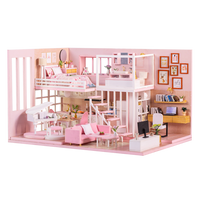 1:24 Miniature Dollhouse DIY Kit - Wooden 2-Story Pink Dream Home (Assembly Required)