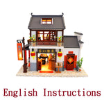 FREE download with code - [English Instructions Only] Miniature Wooden Dollhouse Do-It-Yourself Kit - Chinese Dragon Inn with dust Cover
