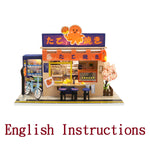 FREE download with code - [English Instructions Only] Miniature Wooden Dollhouse Japanese Takoyaki Shop Do-It-Yourself Kit with Dust Cover