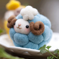 Wool Felting DIY Kit with Tools - Blue Sheep (with English Instructions) - Great Starter kit