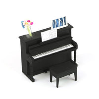1:18 Miniature Musical Instrument DIY Kit – Black Upright Piano with Bench (assembly required)