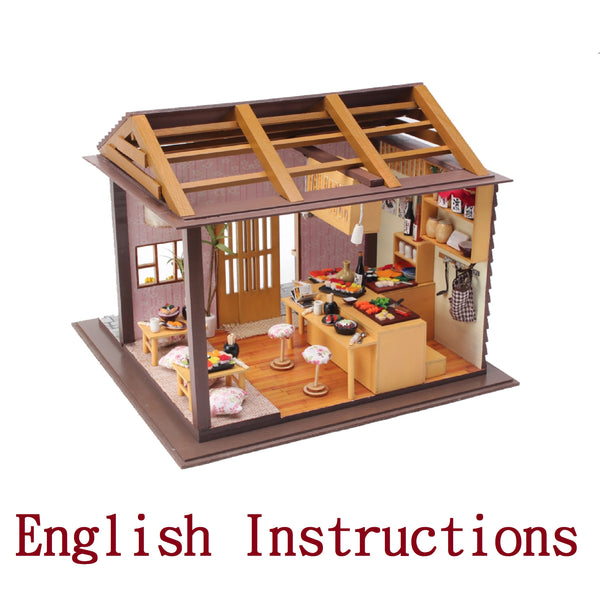 FREE download with code - [English Instructions Only] Miniature Wooden Japanese Sushi Shop Do-It-Yourself Kit with Musical Mechanism and Dust Cover