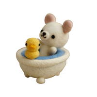 Wool Felting DIY Kit with Tools – Bath Bear with Yellow Ducky in a Tub (with English Instructions) – Great Starter kit