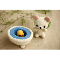 Wool Felting DIY Kit with Tools – Bath Bear with Yellow Ducky in a Tub (with English Instructions) – Great Starter kit
