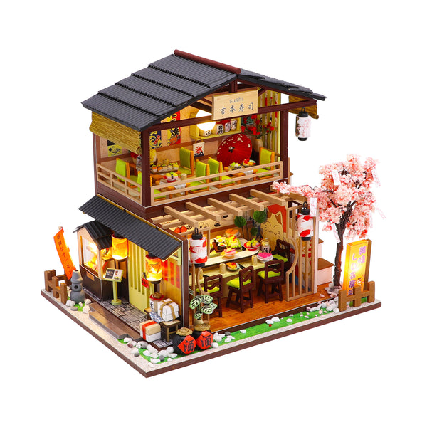 2pcs Kit de Maison de Poupée Miniature à Construire 1/24 Doll House DIY -  Café + Bar