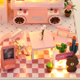 1:24 Miniature Dollhouse DIY Kit – Pink Claw Machine Shop with Dust Cover - Architecture Model kit (English Manual)