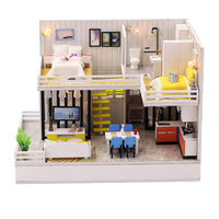 1:24 Miniature Dollhouse DIY Kit - Wooden Cozy Home with Bluetooth Stereo Base (Assembly Required)