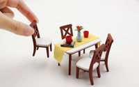 1:18 Miniature Dollhouse Furniture DIY Kit – Dining Table & Chairs Set - do-it-yourself kit