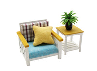 1:18 Miniature Dollhouse Furniture DIY Kit – Single Sofa and End Table - do-it-yourself kit