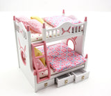 1:18 Miniature Dollhouse Furniture DIY Kit – Pink Bunk Bed (assembly required)