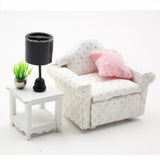 1:18 Miniature Dollhouse Furniture DIY Kit – Single White Sofa and End Table (assembly required)