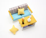 1:18 Miniature Dollhouse Furniture DIY Kit – Double Sofa and Coffee Table - do-it-yourself kit