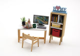 1:18 Miniature Dollhouse Furniture DIY Kit – Bookcase and Desk Set (assembly required)