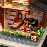 1:24 Miniature DIY Dollhouse Kit - Wooden Asian Dollhouse Traditional Home - with Dust Cover - Architecture Model kit (English Manual)