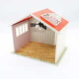 1:18 Miniature Dollhouse Frame DIY Kit – Pink Roof House Frame with Skylight, Ceiling Fan and Lights (assembly required)