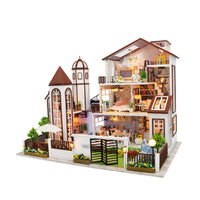 1:24 Miniature Dollhouse DIY Kit - Wooden 3-story Modern Luxury Villa - with Dust Cover