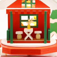 1:24 Miniature Do-It-Yourself Dollhouse Kit - Wooden Christmas Sled with Money Bank and Rotating Music Box
