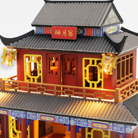 1:24 Miniature DIY Dollhouse Kit - Wooden Asian Palace with Dust Cover