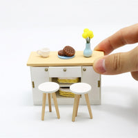 1:18 Miniature Dollhouse Furniture DIY Kit – Kitchen Counter and Stools (assembly required)