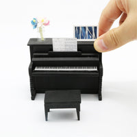 1:18 Miniature Musical Instrument DIY Kit – Black Upright Piano with Bench (assembly required)