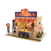 1:24 Miniature DIY Dollhouse Kit - Wooden Japanese Takoyaki Shop with Dust Cover