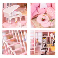 1:24 Miniature Dollhouse DIY Kit - Wooden 2-Story Pink Dream Home (Assembly Required)