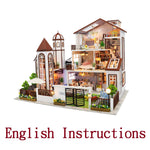 FREE download with code - [English Instructions Only] Miniature Wooden Dollhouse Luxury Villa Do-It-Yourself Kit with Dust Cover