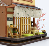 1:24 Miniature DIY Dollhouse Kit Wooden Japanese Home Forest Lodge with Dust Cover - Architecture Model kit (English Manual)