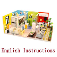 FREE download with code - [English Instructions Only] Miniature Wooden Dollhouse Do-It-Yourself Kit - Modern Home with dust Cover