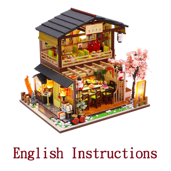 FREE download with code - [English Instructions Only] Miniature Dollhouse Kit Japanese Sushi Shop with Revolving Sushi Bar and Dust cover