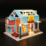 1:24 Miniature DIY Dollhouse Kit - Wooden Toy Shop - with Dust Cover - Architecture Model kit (English Manual)