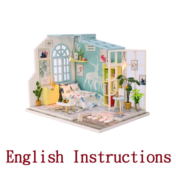 FREE download with code - [English Instructions Only] Miniature Wooden Blue Sun Room Do-It-Yourself Kit with Dust Cover