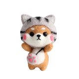Wool Felting DIY Kit with Tools – Shiba Inu Dog with Grey Kitty Hat (with English Instructions) – Great Starter kit