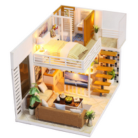1:24 Miniature Dollhouse DIY Kit – Modern 2-Story Home - with Dust Cover - Architecture Model kit (English Manual)