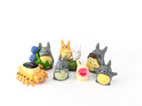 Miniature Figurines, set of 7 Totoros and Bus, character from Hayao Miyazaki movie, My Neighbor Totoro by Studio Ghibli