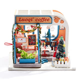 1:24 Miniature Dollhouse DIY Kit - Wooden Coffee Shop with Christmas Tree (Assembly Required)